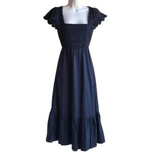 Jason Wu Dark Blue  Dress w/ Shirred Bodice, Eyelet Sleeves, Ruffles  size S